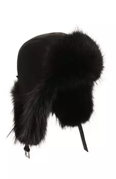 Шапка-ушанка с отделкой из меха кайота FurLand