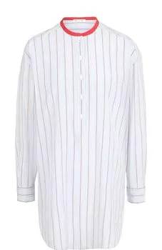 Шелковая блузка в полоску с контрастным воротником Loro Piana