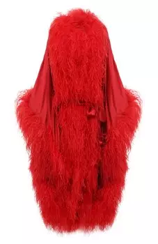 Шелковая накидка с отделкой перьями Maison dAngelann