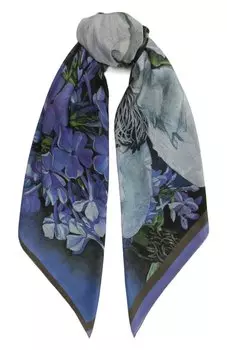 Шелковая шаль Голубой букет Gourji