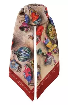 Шелковая шаль Новогодние игрушки Gourji