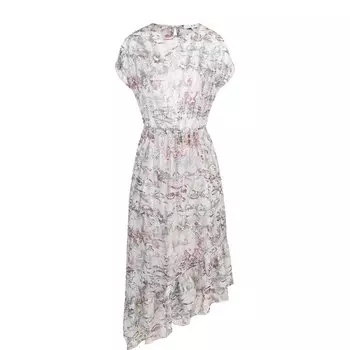 Шелковое платье асимметричного кроя с оборками и принтом Iro