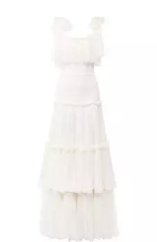 Шелковое платье-макси с оборками Dolce & Gabbana