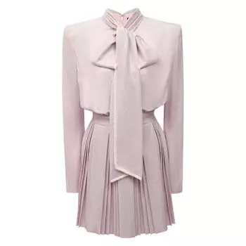 Шелковое платье с отделкой стразами Balmain