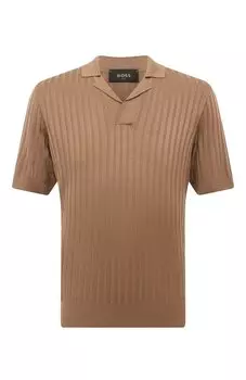 Шелковое поло BOSS Camel