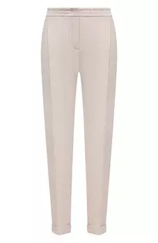 Шелковые брюки прямого кроя с защипами и эластичным поясом Loro Piana