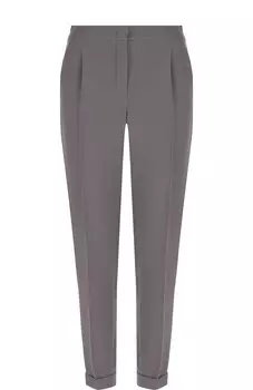 Шелковые брюки прямого кроя с защипами и эластичным поясом Loro Piana