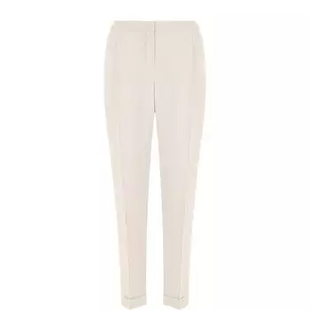 Шелковые брюки прямого кроя с защипами и эластичным поясом Loro Piana