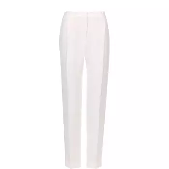 Шелковые брюки прямого кроя с защипами и эластичным поясом Loro Piana