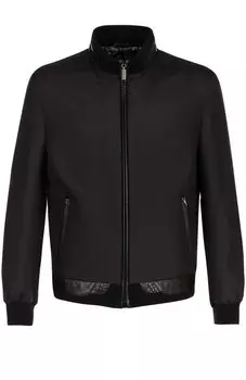Шелковый бомбер на молнии с отделкой из кожи крокодила Zilli