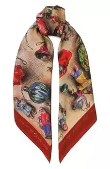 Шелковый платок Новогодние игрушки Gourji