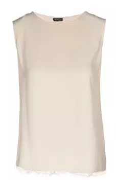 Шелковый прямой топ с кружевной спинкой Kiton