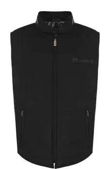 Шелковый жилет на молнии с кожаной отделкой Zilli