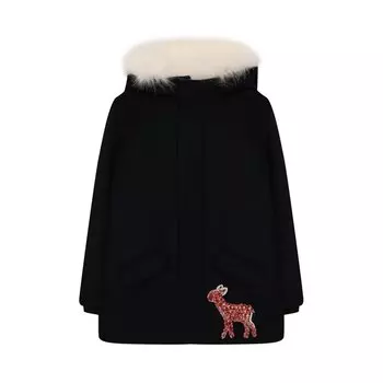 Шерстяная парка с меховой отделкой Yves Salomon Enfant