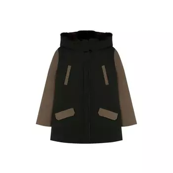 Шерстяная парка с меховой отделкой Yves Salomon Enfant