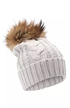 Шерстяная шапка с меховым помпоном Catya
