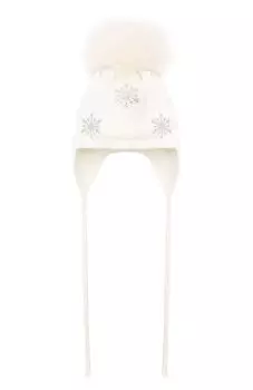 Шерстяная шапка с меховым помпоном Catya