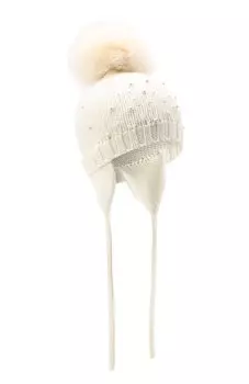 Шерстяная шапка с меховым помпоном Catya