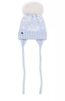 Шерстяная шапка с меховым помпоном и декором Catya