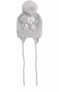 Шерстяная шапка с меховым помпоном и декором Catya