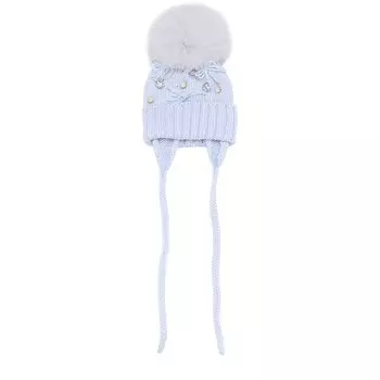 Шерстяная шапка с меховым помпоном и декором Catya