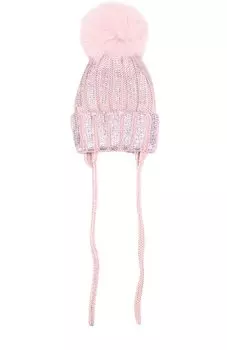 Шерстяная шапка с меховым помпоном и металлизированной отделкой Catya