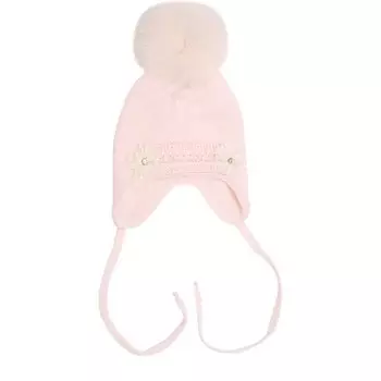 Шерстяная шапка с меховым помпоном и вышивкой с кристаллами Il Trenino