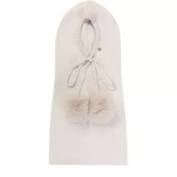 Шерстяная шапка с воротником и меховыми помпонами Il Trenino