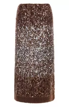 Шерстяная юбка с отделкой пайетками Brunello Cucinelli