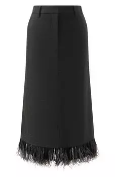 Шерстяная юбка с отделкой перьями Brunello Cucinelli
