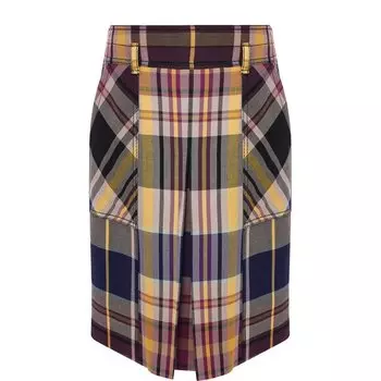 Шерстяная юбка в клетку с карманами Bottega Veneta