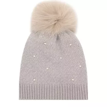 Шерстяная шапка фактурной вязки с помпоном Yves Salomon Enfant