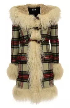 Шерстяное пальто с меховой отделкой Miu Miu