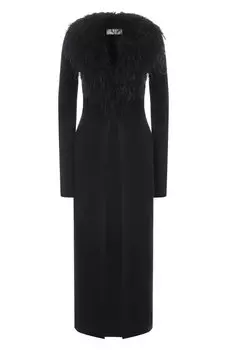 Шерстяной кардиган с отделкой перьями Blumarine