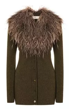 Шерстяной кардиган с отделкой перьями Blumarine