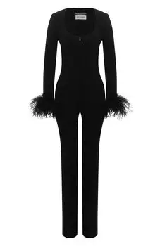 Шерстяной комбинезон с отделкой перьями Saint Laurent