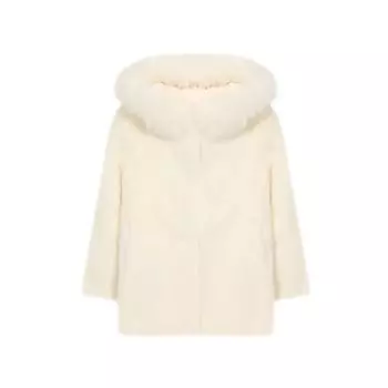 Шуба из меха норки с капюшоном Yves Salomon Enfant