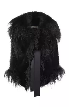 Шуба с отделкой перьями Elie Saab