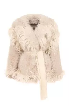 Шуба с отделкой перьями Elie Saab