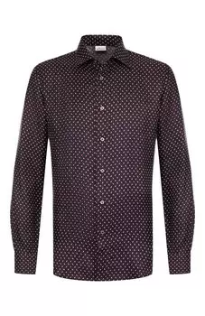 Сорочка из смеси шелка и шерсти с воротником кент Brioni