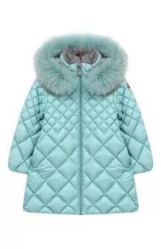 Стеганое пальто на молнии с капюшоном Moncler Enfant