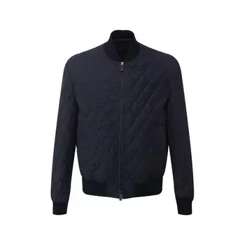Стеганый кожаный бомбер на молнии Zegna