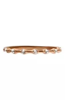 Тонкое кольцо с белыми топазами покрытое розовым золотом Moonka