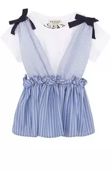 Топ из смеси хлопка и полиэстера с баской и бантами Twinset