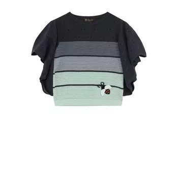 Топ из смеси хлопка и шелка фактурной вязки с расклешенными рукавами Loro Piana