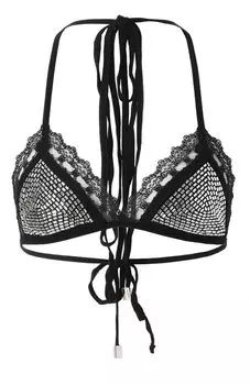 Топ с отделкой стразами The Attico