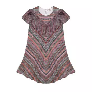 Трикотажное мини-платье с принтом и бахромой Missoni