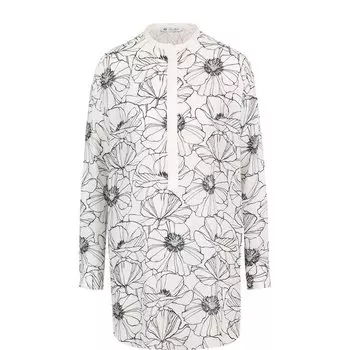 Удлиненная шелковая блузка с принтом Loro Piana