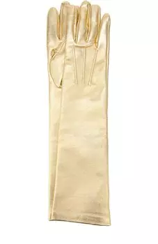 Удлиненные кожаные перчатки с металлизированной отделкой Quis Quis