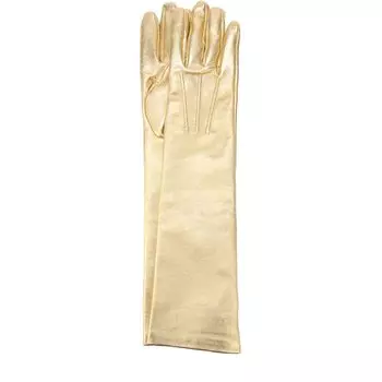 Удлиненные кожаные перчатки с металлизированной отделкой Quis Quis